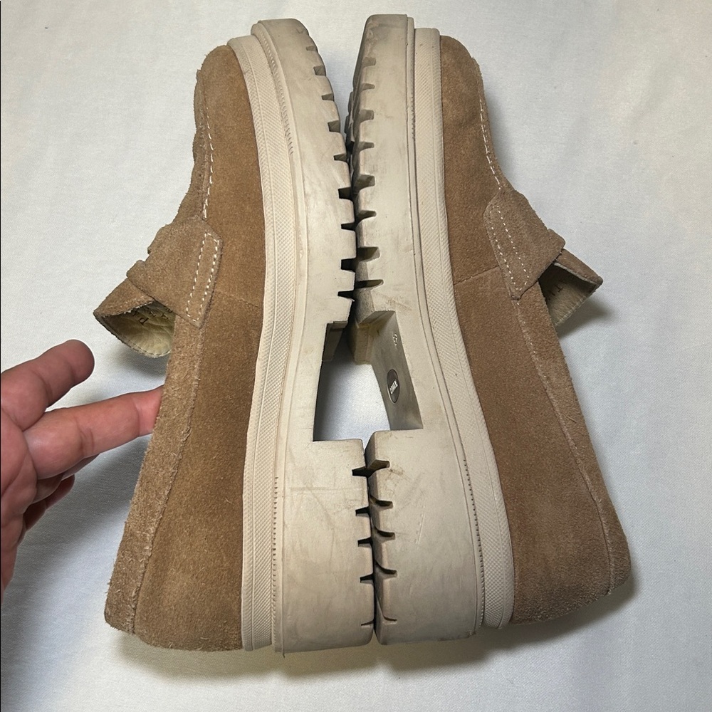 Patina Zoe Suede Slip On Platform Loafers Chunky Tan Round Toe Size 8.5 - Picture 12 of 16